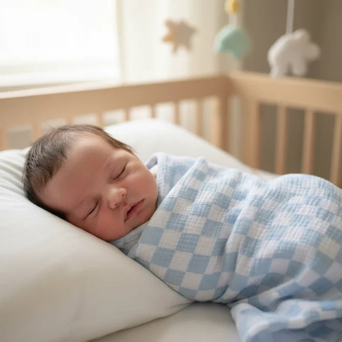 Alimrose Muslin Swaddle — Blue Check