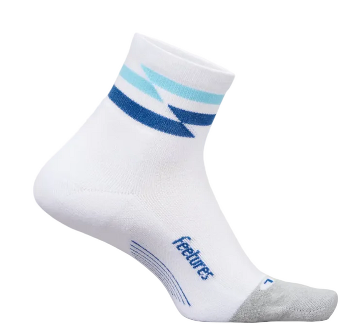 Feetures Unisex Elite Light Cushion Quarter Socks in White Track SS26