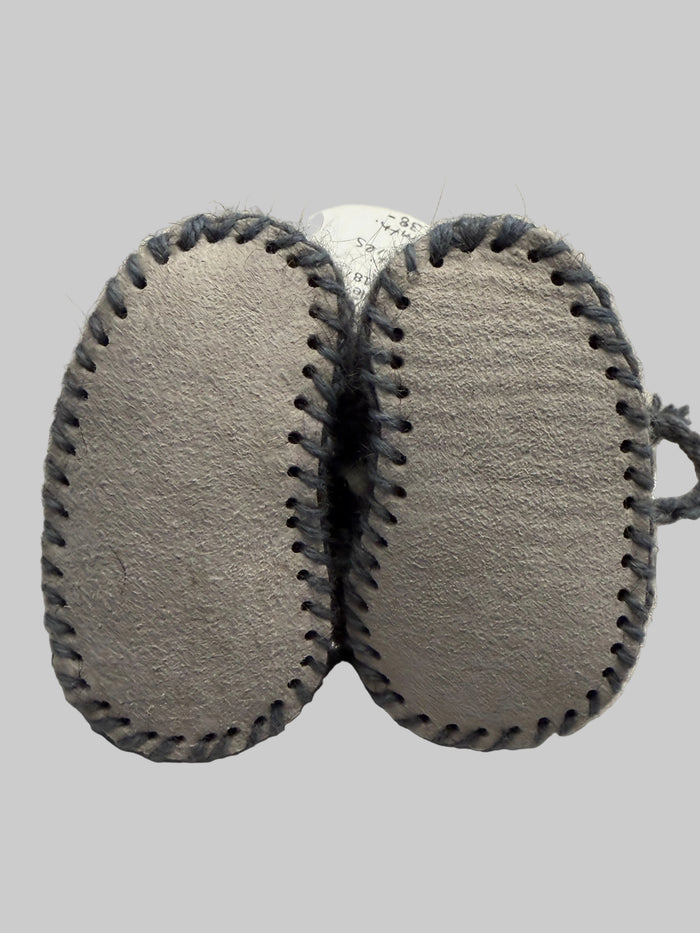 Hand Knitted Sheepskin Booties Blue