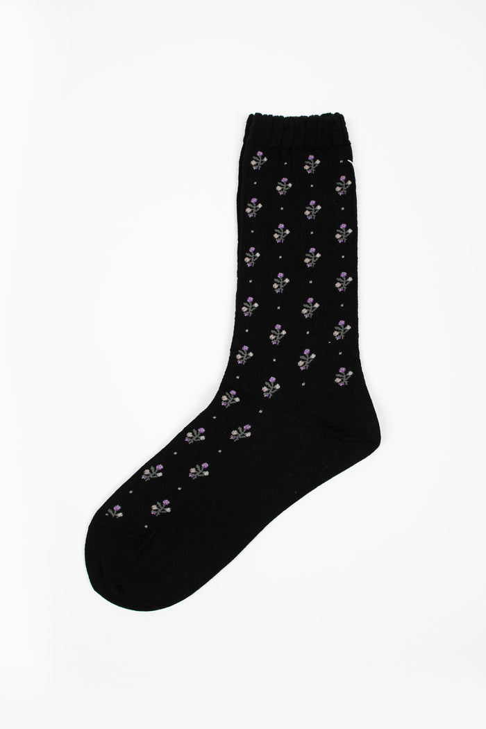 KT-176S Flower Stripe Socks Black