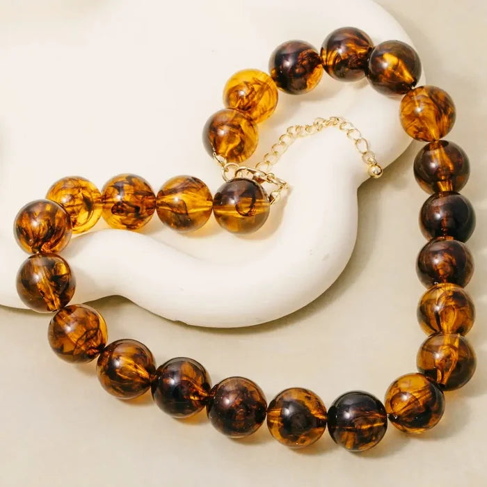 Large Tortoise Shell Beaded Necklace