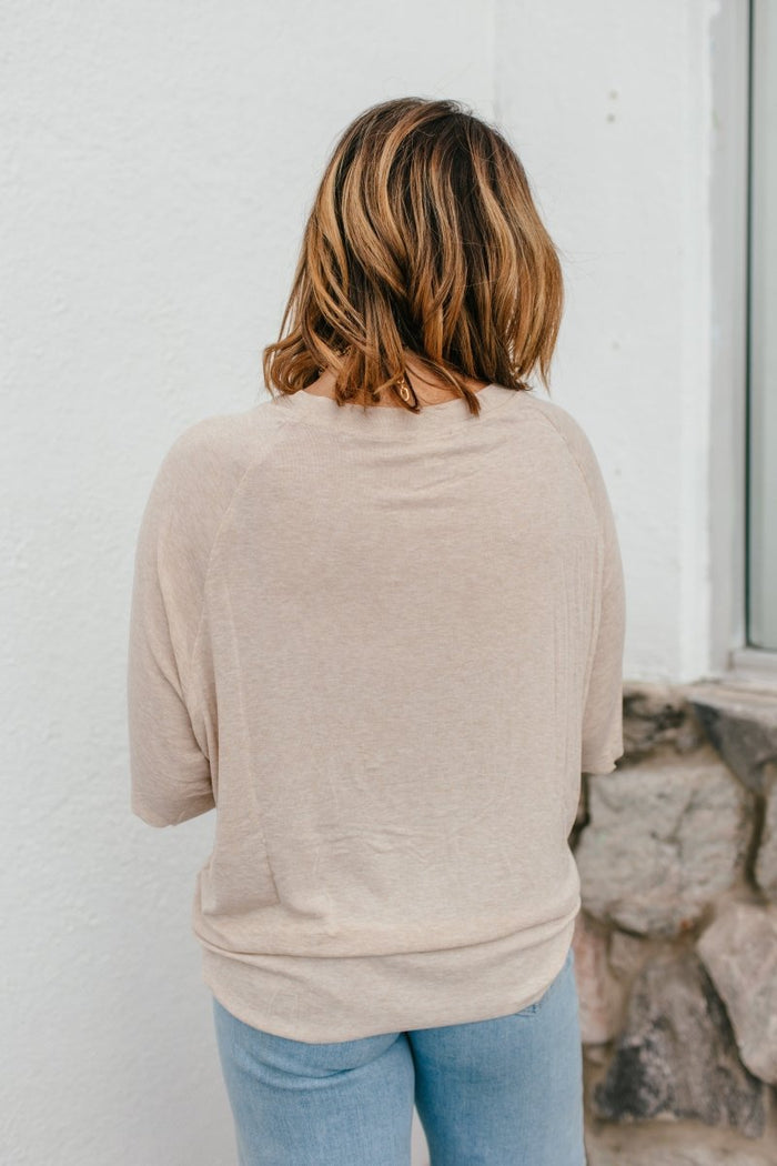 Lived In Top In Latte - Macoma Boutique100 Short Sleeve