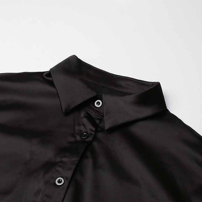 Long Sleeve Satin Feather-Trimmed Mini Dress Wrap Cocktail Dress