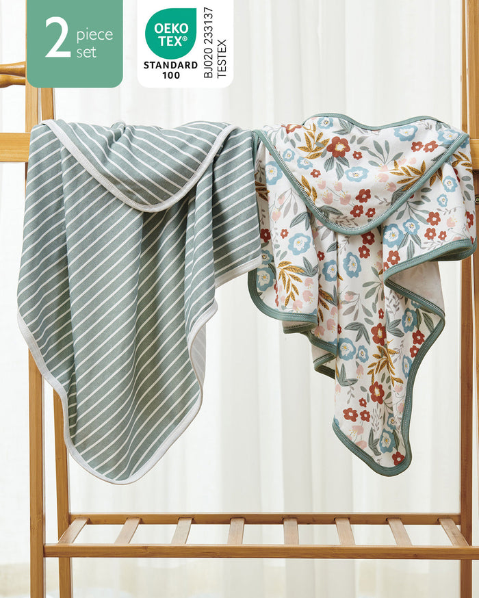 Lot de 2 serviettes à capuche pour bébé Momcozy – Motif Petite Blossom