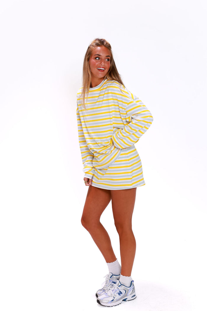 Oversized Long Sleeve Tee - Daisy Stripe