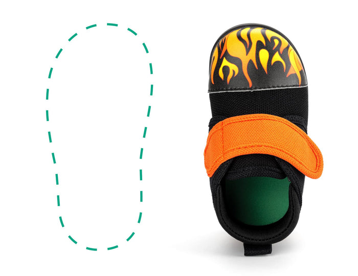 Scorching Hotrod Squeakerless Single Shoes | Black Flame Pattern ikiki® Shoes 3 Black Right Shoe Only