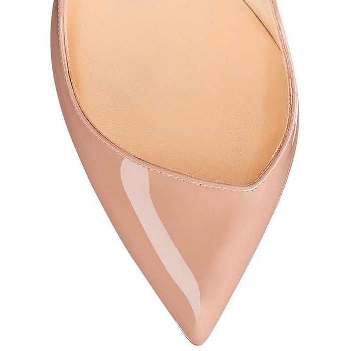 Sleek nude stiletto heels for prom and weddings with a sharp pointed toe design