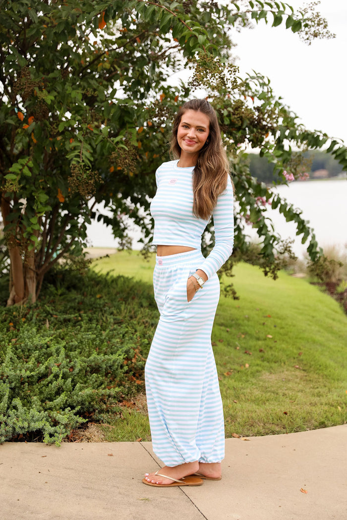 Stripe Jogger Pant - Tiffany Blue