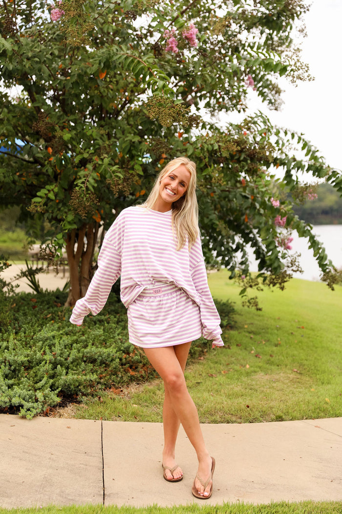 Stripe Oversized Tee - Lavender