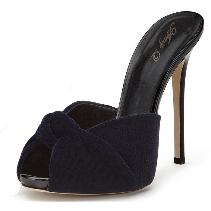 Tucomosi Women Open Toe Knotted High Heel Slipper