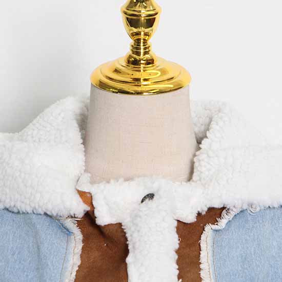 Winter Jean Coat for Women Oversized Lamb Wool Hoodie Coats Patchwork Denim Jackets