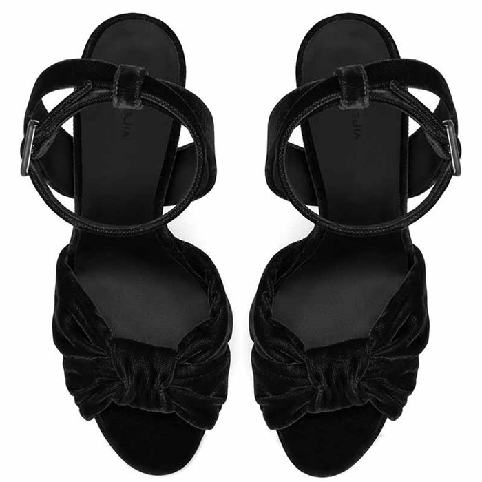 Women Black Peep Toe Ankle Strap Platform Sandals Heeled Shoes