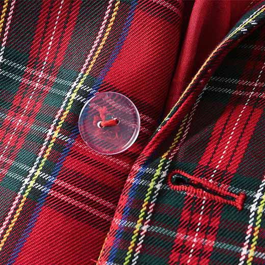 Women Red Plaid Short Double Breasted Mini Dress