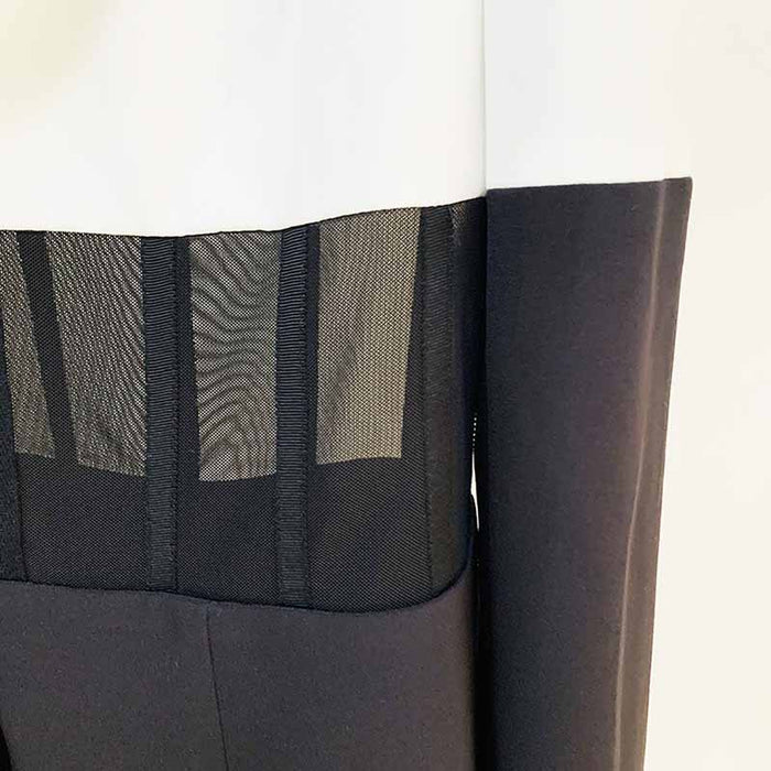 Women White Black Blazer + Flare Trousers Suit