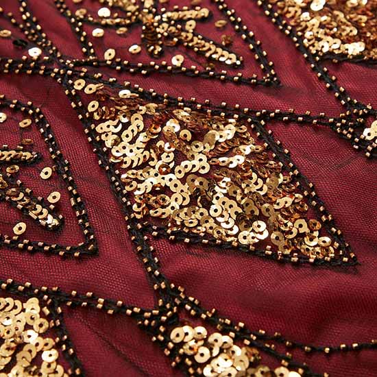 Women's 1920s Dress Sequin Art Deco Flapper Dress with Sleeve
