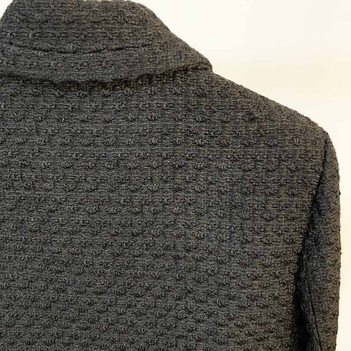 Womens Black Tweed Wool Coat Short Stand Collar Blazer Jacket