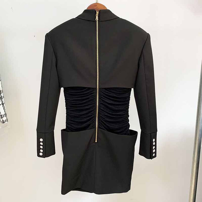 Women's Collar Long Sleeve Bodycon Pencil Mini Dress