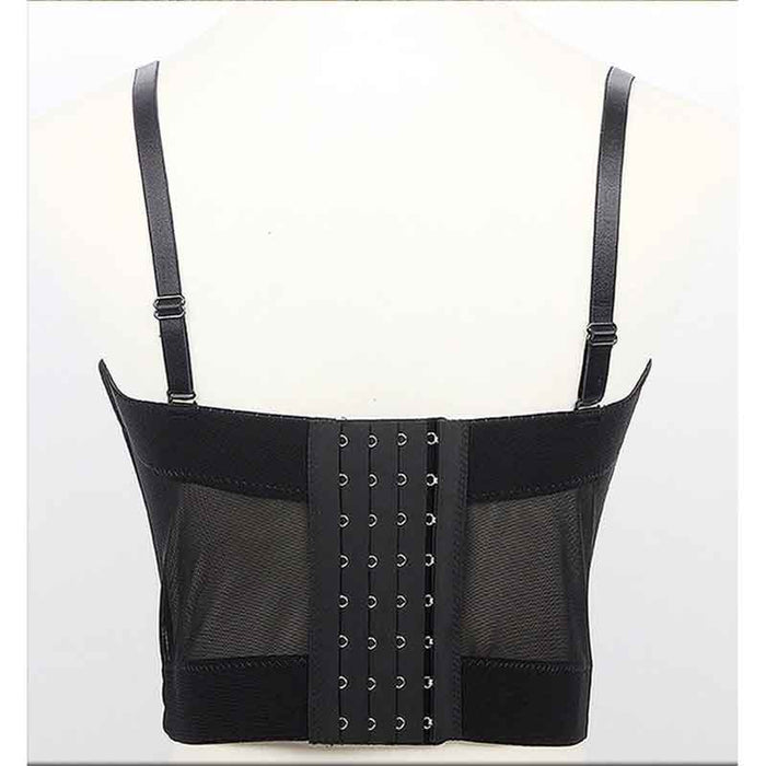 Womens Crop Tops Spaghetti Straps Beaded Push Up Corset Bra Party Top