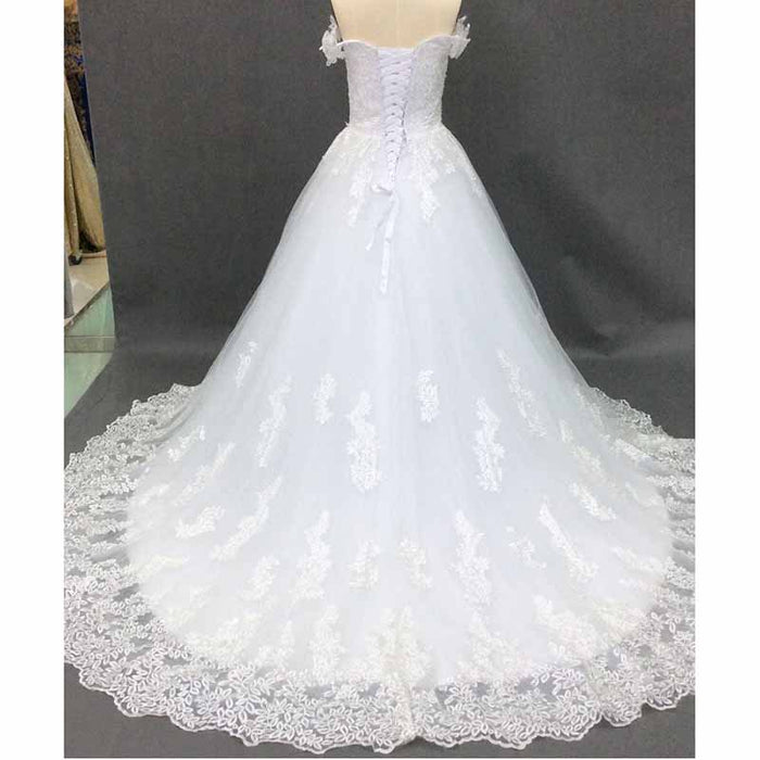 Women's Elegant Lace Appliques Beach Wedding Dresses Bridal Gowns