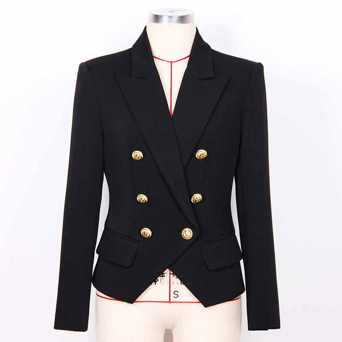 Women's Golden Lion Buttons Loose Fitted Blazer Jacket Lavender/ Ivory/ Black