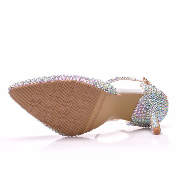 Women's High Heels Dress Rhinestones Closed Toe Pumps Shoes 1.97" 2.76"
