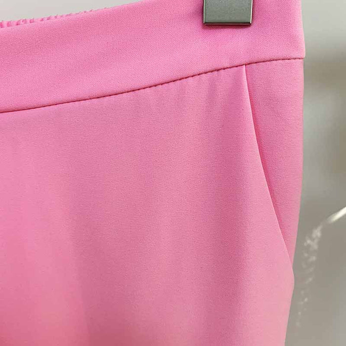 Womens Hot Pink Pantsuit Blazer + High Waist Nine-Point Suit Pants