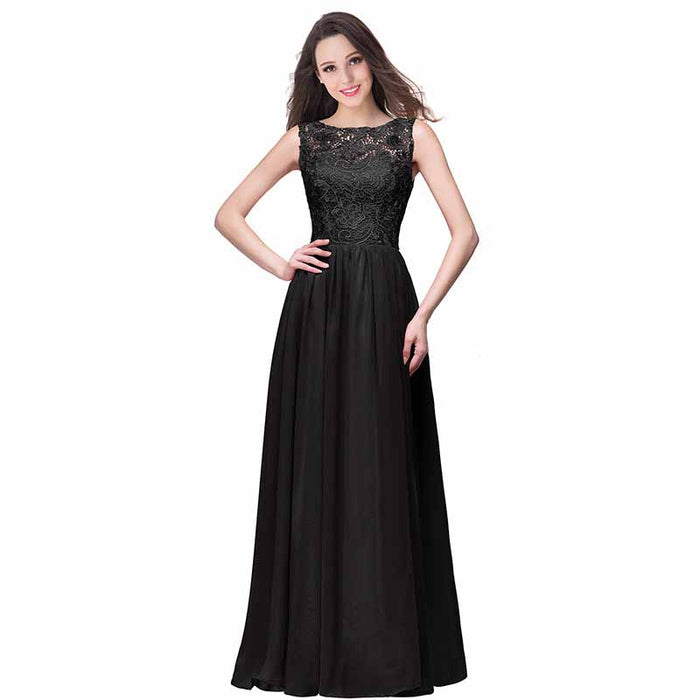 Women's Lace Chiffon Bridesmaid Dress Sleeveless Formal Wedding Party Dress