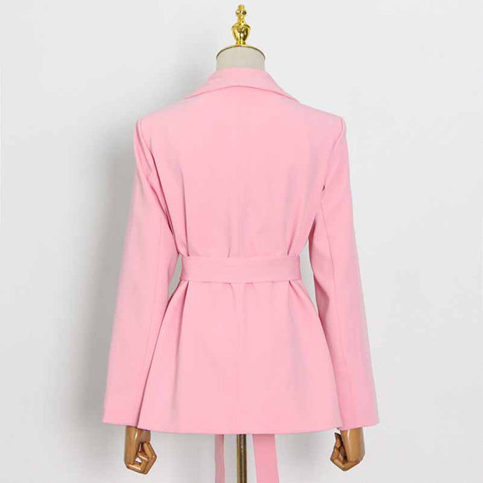 Women's Lace Up Suits High Waisted Two Pieces Pantsuit Colors Black Pink White