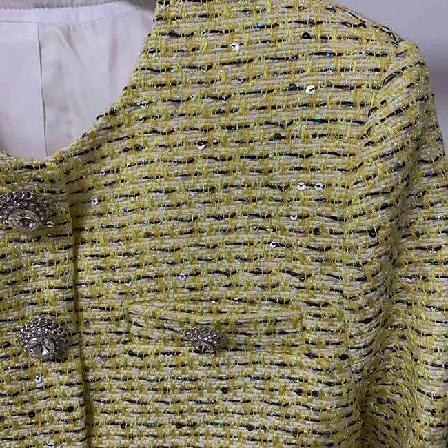 Womens Yellow Three Piece Suit + Short Skirt Formal Set