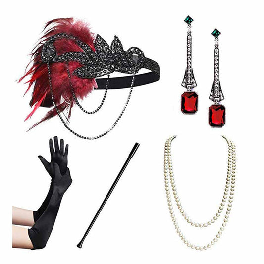 1920s Flapper Dress Accessories Gatsby Costume Accessories Set 20s