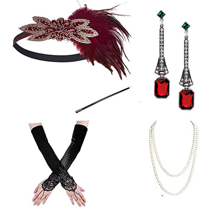 1920s Flapper Dress Accessories Gatsby Costume Accessories Set 20s