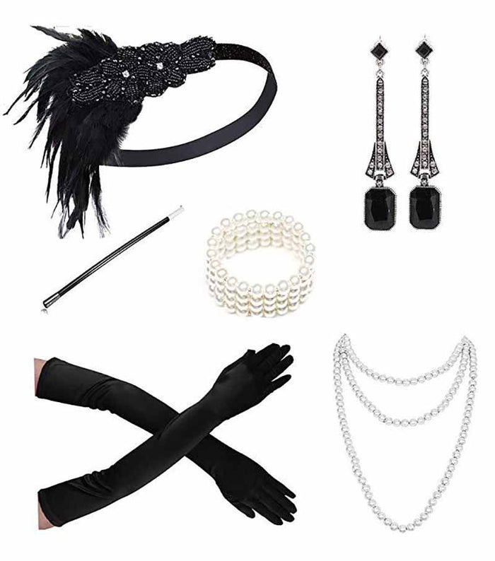 1920s Flapper Dress Accessories Gatsby Costume Accessories Set 20s