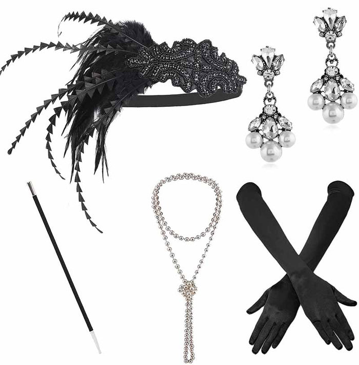 1920s Flapper Dress Accessories Gatsby Costume Accessories Set 20s