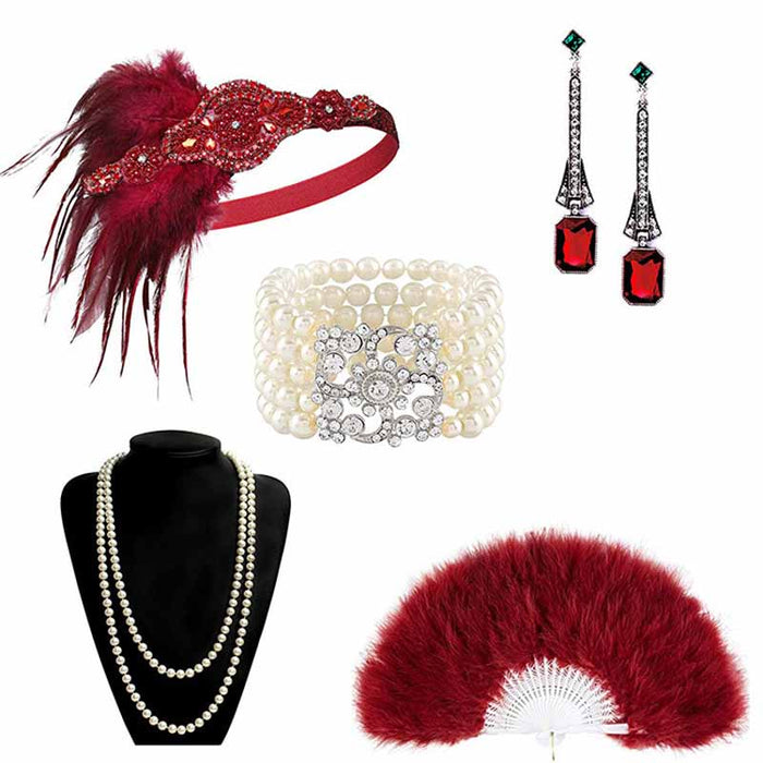 1920s Flapper Dress Accessories Gatsby Costume Accessories Set 20s