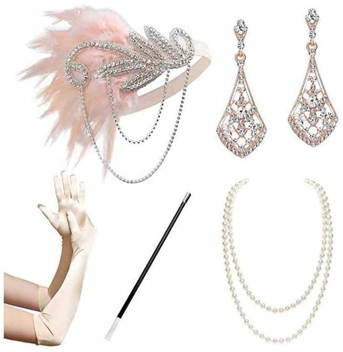 1920s Flapper Dress Accessories Gatsby Costume Accessories Set 20s