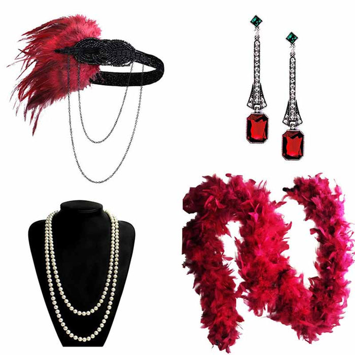 1920s Flapper Dress Accessories Gatsby Costume Accessories Set 20s