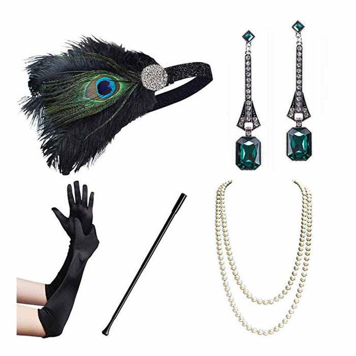 1920s Flapper Dress Accessories Gatsby Costume Accessories Set 20s