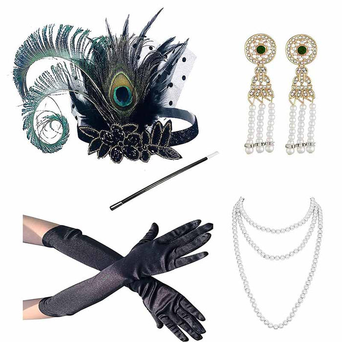 1920s Flapper Dress Accessories Gatsby Costume Accessories Set 20s