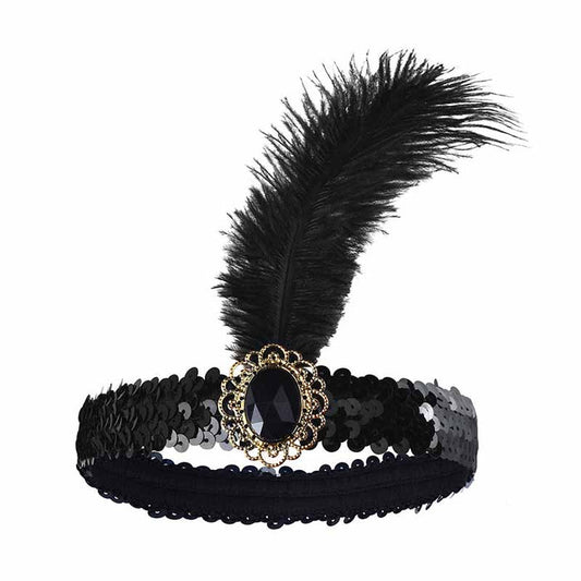 1920s Flapper Feather Headband Gatsby Headpiece Necklace Earrings