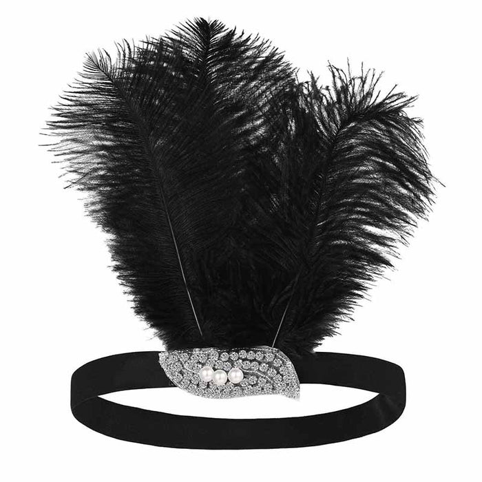 1920s Flapper Feather Headband Gatsby Headpiece Necklace Earrings