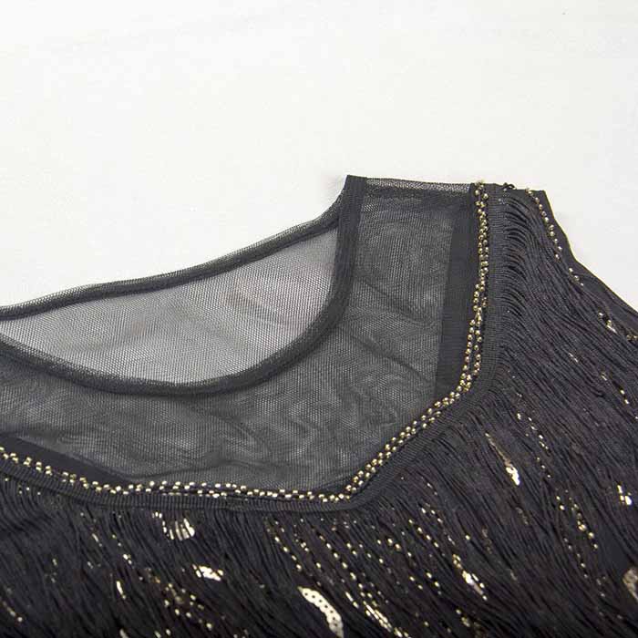 1920s Gatsby Dress Long Fringe Flapper Dress 20s Sequins Beaded Dress