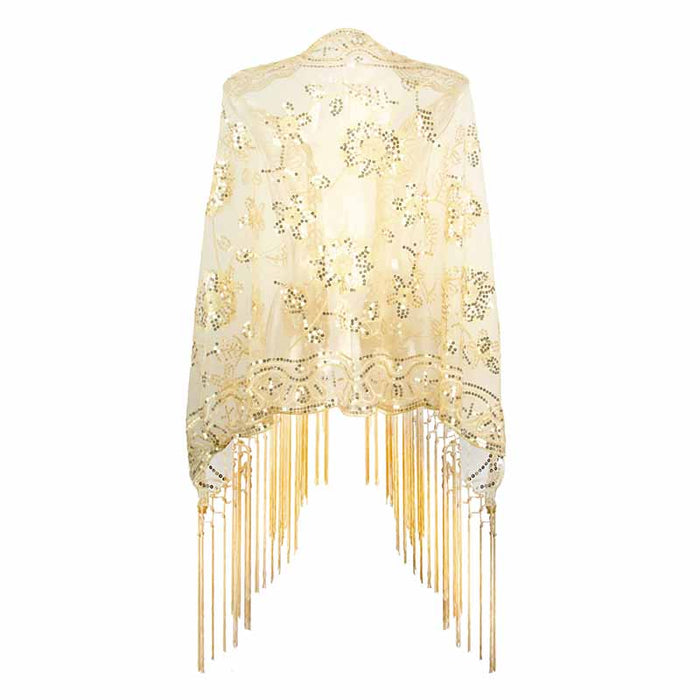 1920s Sequin Beaded Shawl Wraps Fringed Evening Cape Scarf for Wedding