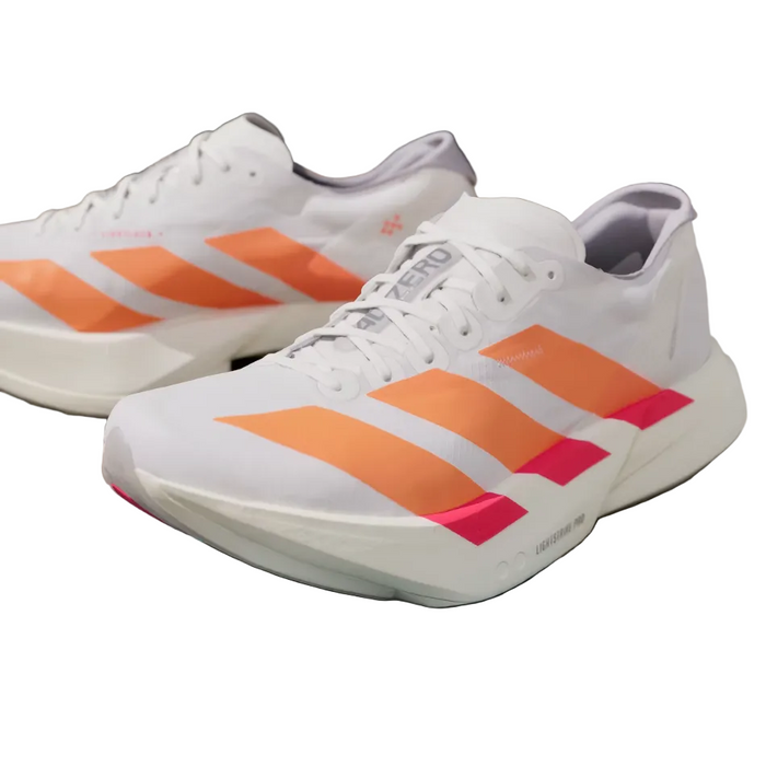 adidas Men's Adios Pro 4 Running Shoes in Cloud White/Lucid Orange/Lucid Red SS26