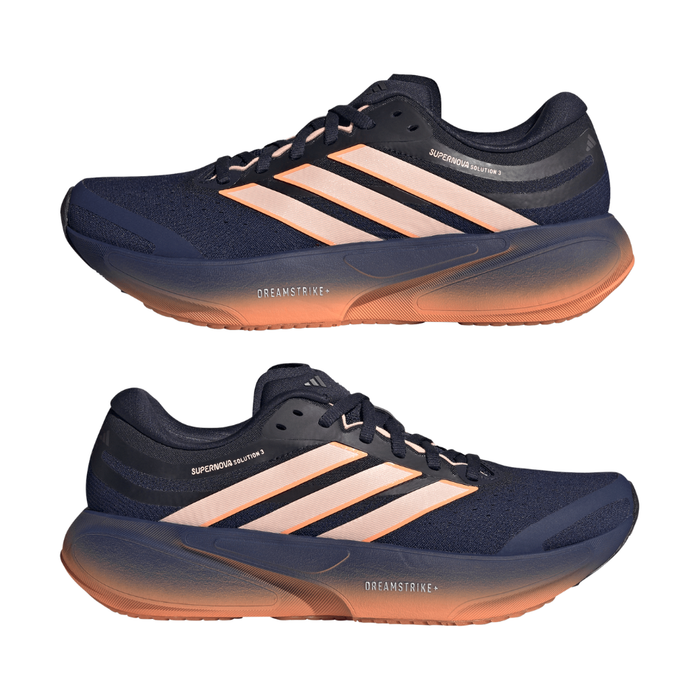 adidas Women's Supernova Solution 3 Running Shoes in dark blue/clear orange/beam orange SS26