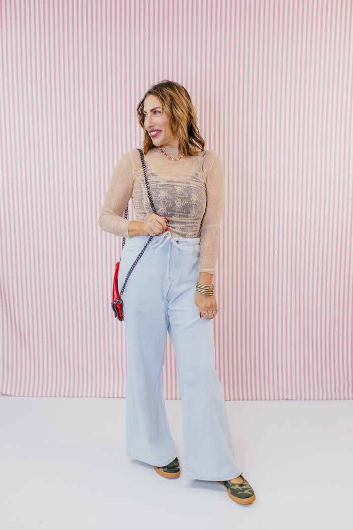 After Dark Lace Top In Nude - Macoma Boutique120 Long Sleeve