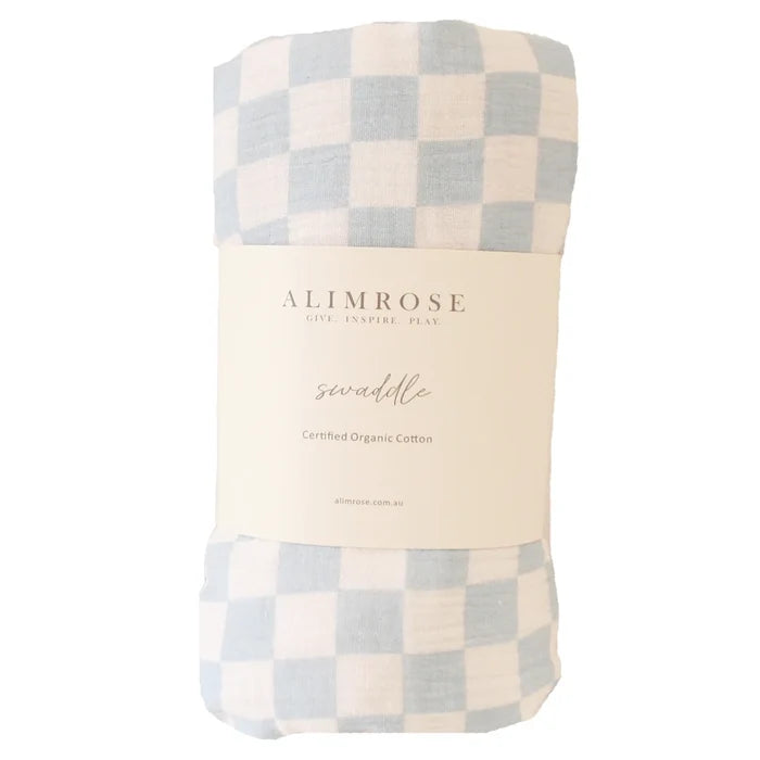 Alimrose Muslin Swaddle —  Blue Check