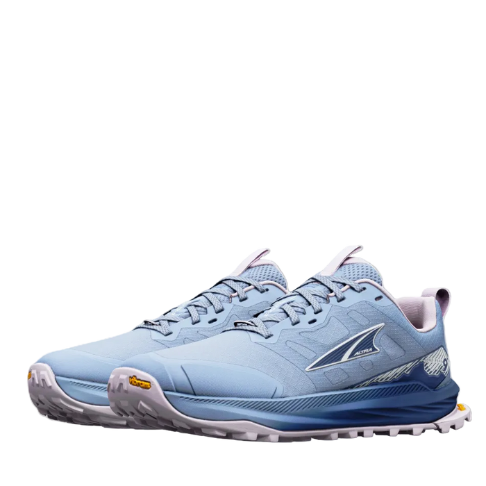 Altra Women's Lone Peak 9+ Trail Running Shoes in Rain Washed/Oceana/Orchid Ice, side angle