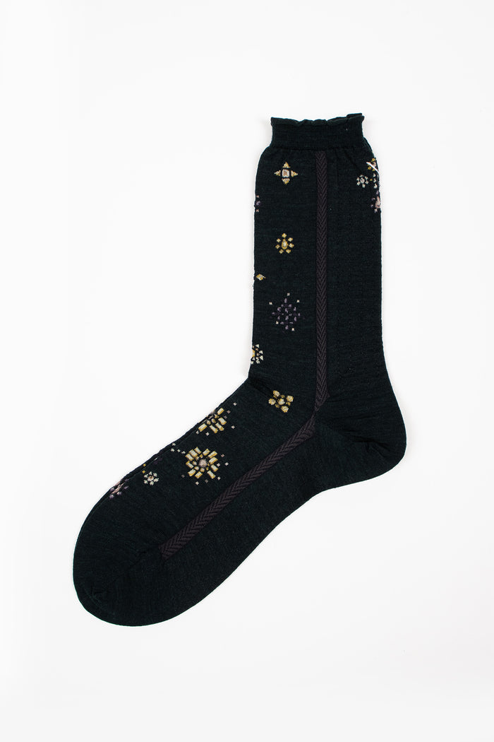 AM-486B Jewellery Socks Dark Green