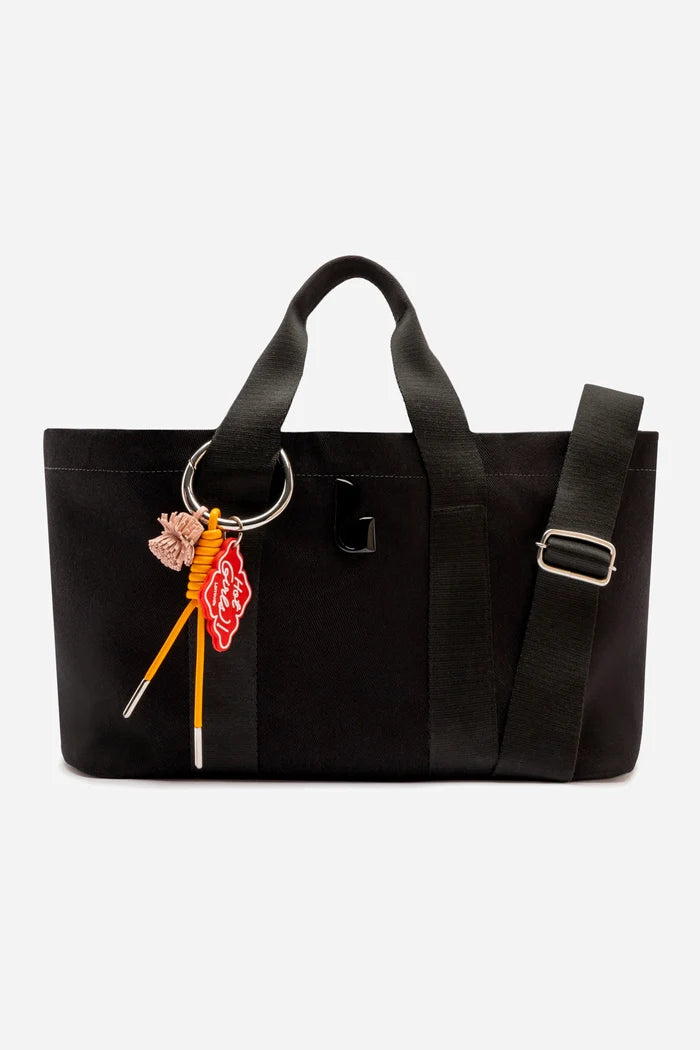 Americana Tote Bag In Black Denim Handbag Larroudé