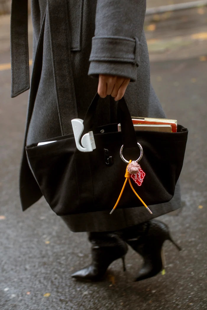 Americana Tote Bag In Black Denim Handbag Larroudé